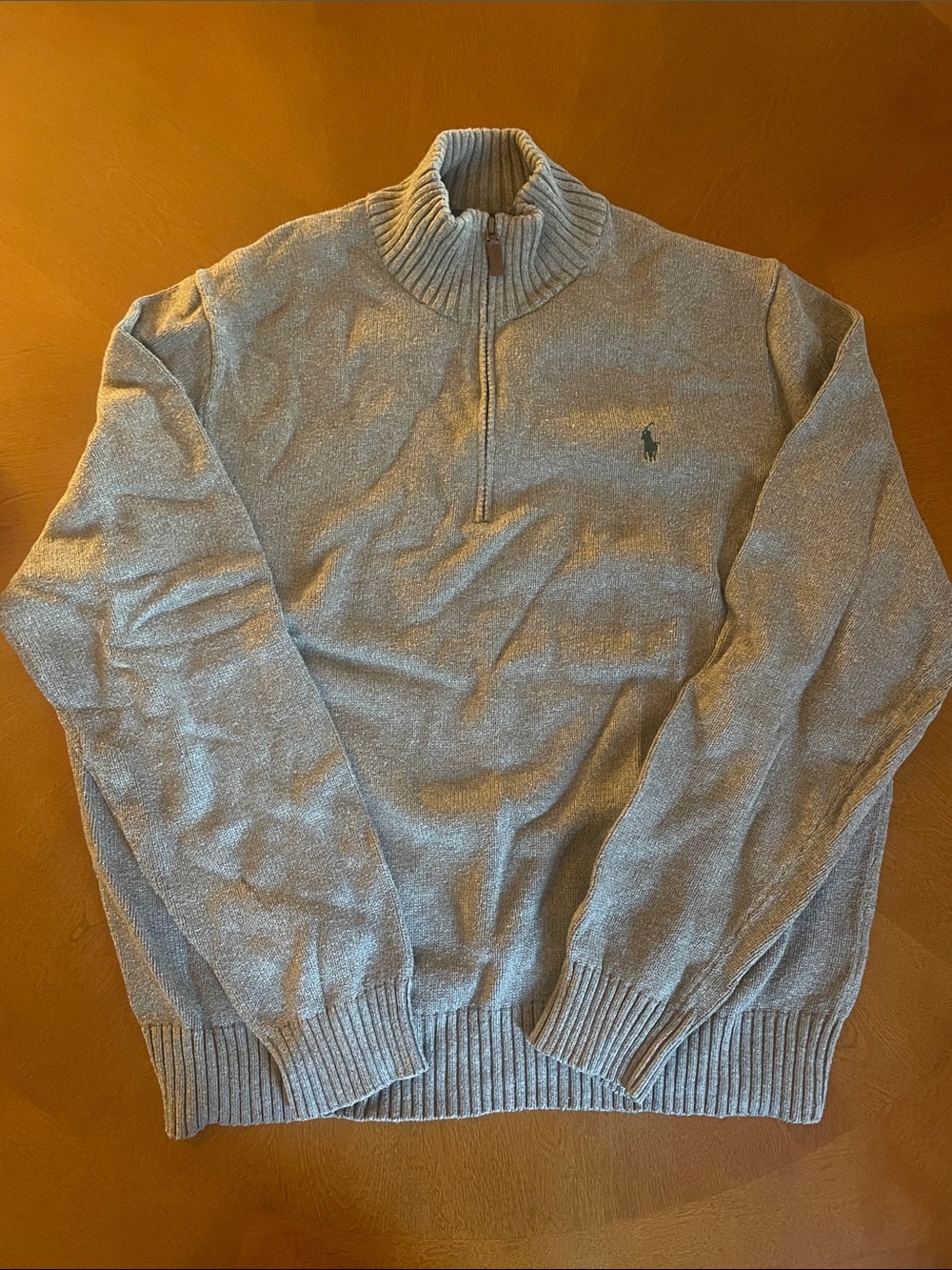 Polo by Ralph Lauren Light Gray Half-Zip Sweater with Ribbed Mock Neck
